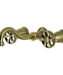 Kingston Brass KS3023RX Two-Handle Wall Mount Tub Faucet, Antique Brass