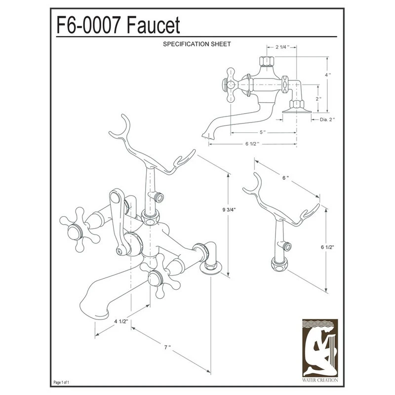 Water Creation Vintage Classic Deck Mount Tub Faucet With Handshower, Polished Nickel Pvd Finis 4 Water Creation Vintage Classic Deck Mount Tub Faucet With Handshower, Polished Nickel Pvd Finis - Image 4