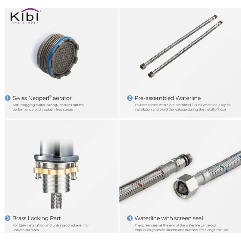 Kibi USA Circular Brass Single Handle Bathroom Faucet KBF1008, Chrome, With Drain 9 Kibi USA Circular Brass Single Handle Bathroom Faucet KBF1008, Chrome, With Drain - Image 9