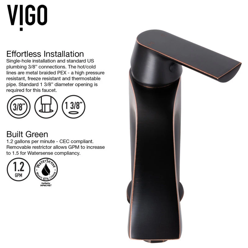 VIGO Linus Single-Handle Single Hole Bathroom Vessel Sink Faucet 7 VIGO Linus Single-Handle Single Hole Bathroom Vessel Sink Faucet - Image 7