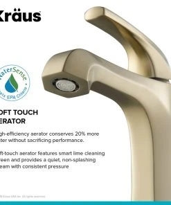 Kraus USA, Inc. Esta Single Handle 1-Hole Bathroom Basin Faucet, Lift Rod Drain, Brushed Gold -Moen-shop d621d64b00e5e6f0 3162 w800 h800 b0 p0