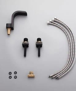 HOMARY Widespread Waterfall Bathroom Sink Faucet,Deck Mount Bathroom Mixer Faucet, Blac -Moen-shop d6a1fa2c0ef07619 7992 w800 h800 b0 p0