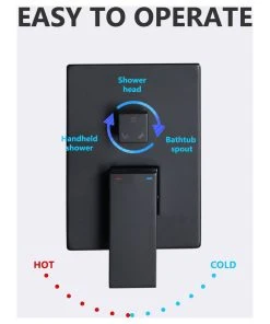 Maxwell Bathroom & Kitchen Inc 12" Wall Mounted Rainfall Shower System With Tub Spout, Matte Black -Moen-shop d7c1f55302679190 6028 w800 h800 b1 p0