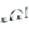 Dawn Kitchen & Bath Products, Inc Dawn 4-Hole Tub Filler, Handshower, Handles And Sheetflow Spout, Chrome