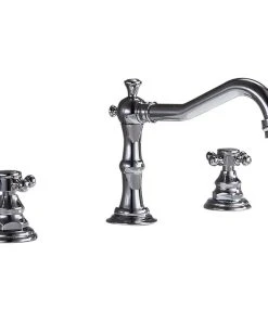 HOMARY Double Handle Bathroom Widespread Sink Faucet Victorian Spout, Chrome