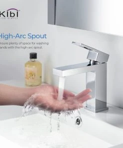 Kibi USA Cubic Single Hole Bathroom Faucet KBF1002, Chrome, W/ Drain -Moen-shop d8e130430f1b51d8 7448 w800 h800 b0 p0