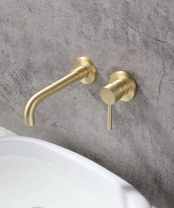 HOMARY Brushed Brass Single Lever Wall Mounted Bathroom Faucet Swivel Sink Faucet Brass -Moen-shop d9312dcf001d12f7 6046 w800 h800 b0 p0