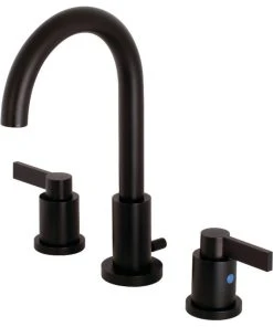 Kingston Brass Widespread Bathroom Faucet, Brass Pop-Up, Matte Black