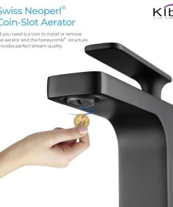 Kibi USA Infinity Single Handle Bathroom Faucet KBF1006, Matte Black, W/ Drain -Moen-shop dab116c70f1b54df 6602 w800 h800 b1 p0