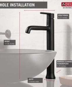 Delta Faucet Delta Trinsic Single Handle Vessel Bathroom Faucet, Matte Black, 759-BL-DST -Moen-shop dd5178a30d25cfda 1390 w800 h800 b0 p0