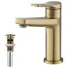 Kraus USA, Inc. Indy Single Handle 1-Hole Bathroom Basin Faucet, Drain Overflow, Brushed Gold