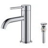 Kibi USA Circular Brass Single Handle Bathroom Faucet KBF1008, Chrome, With Drain