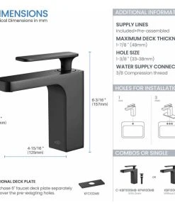 Kibi USA Infinity Single Handle Bathroom Faucet KBF1006, Matte Black, W/ Drain -Moen-shop de01644001ba319d 2270 w800 h800 b1 p0