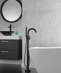 Delta Faucet Delta Trinsic Contemporary Floor Mount Tub Filler Trim, Matte Black, T4759-BLFL -Moen-shop de01e5140cbf421b 1427 w800 h800 b0 p0