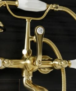 Kingston Brass AE553T7 7" Wall Mount Tub Faucet With Hand Shower, Brushed Brass -Moen-shop de313796013fb69f 1954 w800 h800 b0 p0