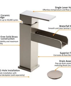 HOMARY Modern Single Hole Waterfall Bathroom Sink Faucet Solid Brass, Brushed Nickel -Moen-shop dfb1180800138219 2646 w800 h800 b1 p0