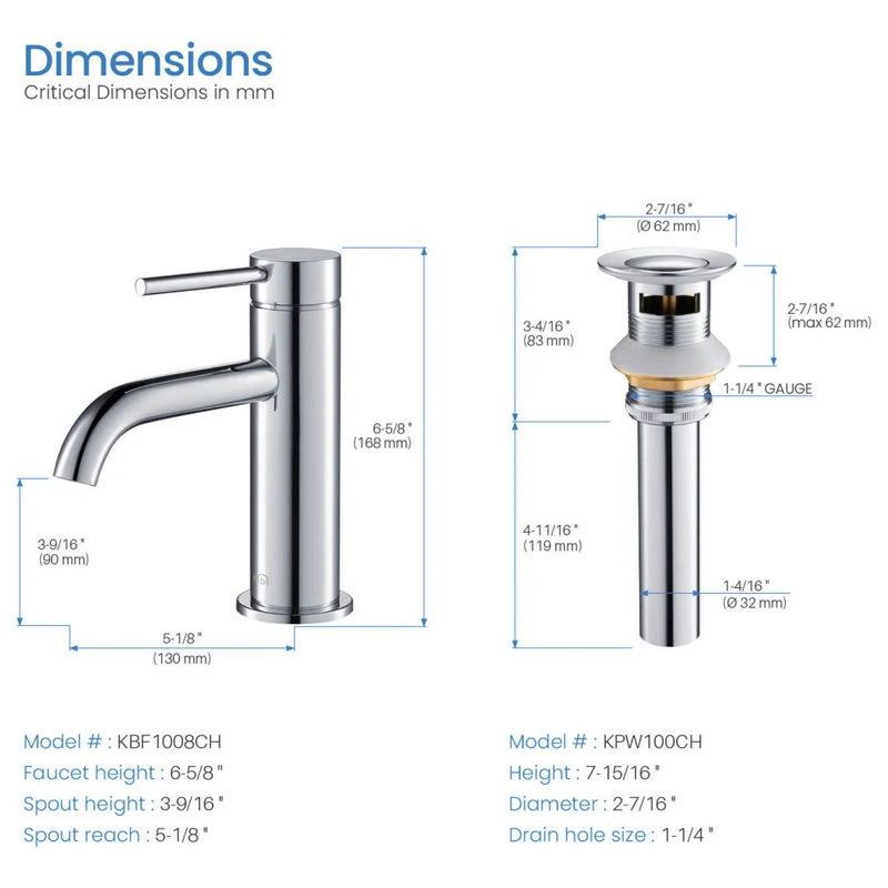 Kibi USA Circular Brass Single Handle Bathroom Faucet KBF1008, Chrome, With Drain 8 Kibi USA Circular Brass Single Handle Bathroom Faucet KBF1008, Chrome, With Drain - Image 8