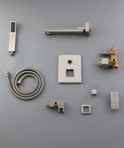 HOMARY Modern Brushed Nickel Wall Mount Swivel Tub Faucet With Handshower Solid Brass -Moen-shop e221364c0e7dbead 6238 w800 h800 b0 p0