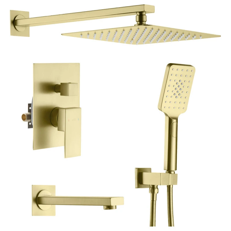 Kibi USA Cube Pressure 3-Function Shower System, Rough-In Valve, Brushed Gold 1 Kibi USA Cube Pressure 3-Function Shower System, Rough-In Valve, Brushed Gold