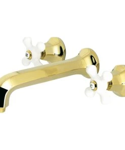 Kingston Brass KS4022PX 2-Handle Wall Mount Tub Faucet, Polished Brass