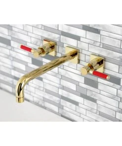 Kingston Brass KS6022DKL Wall Mount Tub Faucet, Polished Brass -Moen-shop e351d16b013fb851 0579 w800 h800 b0 p0