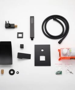 HOMARY Waterfall Wall Mounted Bath Spout Bathtub Faucet With Hand Shower In Matt Black -Moen-shop e4619aae0e7dccb0 6088 w800 h800 b0 p0