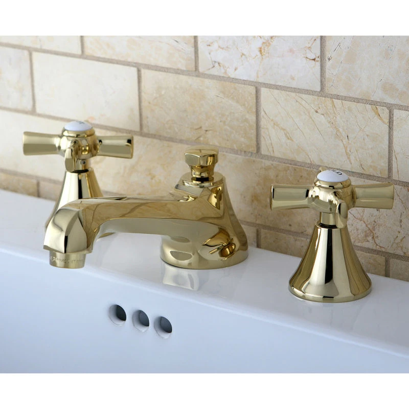 Kingston Brass Widespread Bathroom Faucet With Brass Pop-Up, Polished Brass 2 Kingston Brass Widespread Bathroom Faucet With Brass Pop-Up, Polished Brass - Image 2