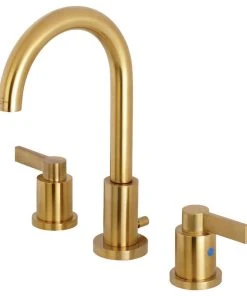 Kingston Brass Widespread Bathroom Faucet, Brass Pop-Up, Brushed Brass