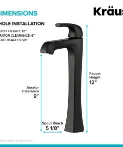 Kraus USA, Inc. Esta Single Handle Lever 1-Hole Vessel Bathroom Faucet Matte Black W PU Drain 18 Kraus USA, Inc. Esta Single Handle Lever 1-Hole Vessel Bathroom Faucet Matte Black W PU Drain -Moen-shop e511d70d00e5ebdf 3277 w800 h800 b0 p0