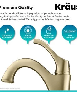 Kraus USA, Inc. Arlo Single Handle 1-Hole Bathroom Basin Faucet, Lift Rod Drain, Brushed Gold -Moen-shop e591e08900e5e6b1 3184 w800 h800 b0 p0