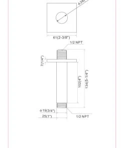 Vanity Art LLC Vanity Art Brass Square Shower Arm, Chrome, 4" -Moen-shop e5f1fb370cabbe16 7501 w800 h800 b0 p0