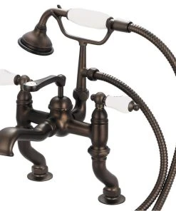 Water Creation Vintage Classic Deck Mount Tub Faucet With Handshower, Oil Rubbed Bronze Finish