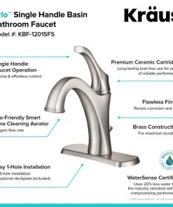 Kraus USA, Inc. Arlo Single Handle 1-Hole Bathroom Basin Faucet, Lift Rod Drain, SFS Steel 18 Kraus USA, Inc. Arlo Single Handle 1-Hole Bathroom Basin Faucet, Lift Rod Drain, SFS Steel -Moen-shop e721bee900e5e73d 3102 w800 h800 b0 p0