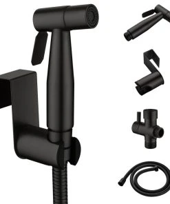 SUNRINX Modern Dual-Mount Non-Electric Handheld Bidet Toilet Sprayer Set, Matte Black