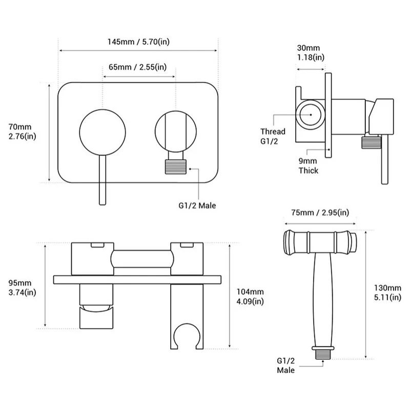 Morsale Wasser™ Brass Handheld Toilet Spray, Brushed Gold 4 Morsale Wasser™ Brass Handheld Toilet Spray, Brushed Gold - Image 4