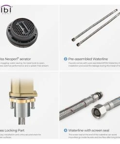 Kibi USA KIBI Mirage Single Handle Bathroom Faucet, Brush Gold, With Drain -Moen-shop e81105ea0f1b4e5e 7748 w800 h800 b1 p0