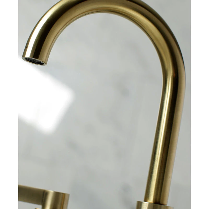 Kingston Brass Widespread Bathroom Faucet, Brass Pop-Up, Brushed Brass 5 Kingston Brass Widespread Bathroom Faucet, Brass Pop-Up, Brushed Brass - Image 5