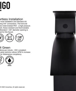 VIGO Satro Single Lever Single Hole Bathroom Sink Faucet, Matte Black -Moen-shop eaa155d50f59dfeb 8440 w800 h800 b1 p0