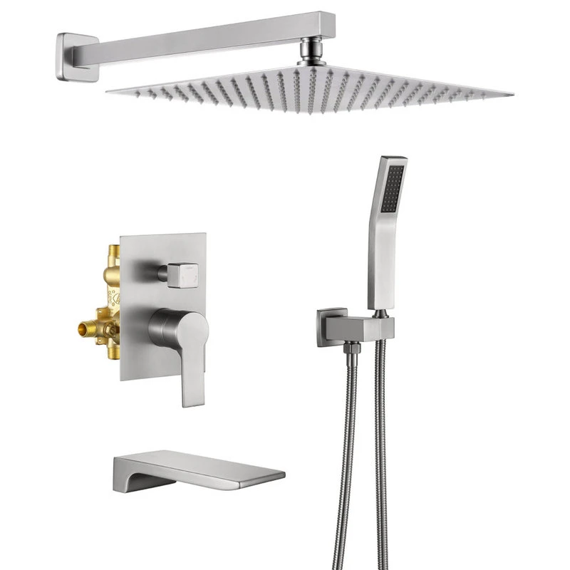 Wellfor Group LLC Wellfor Rainfall Shower System, 12" Rain Shower Head With Handheld Combo Set, Br 1 Wellfor Group LLC Wellfor Rainfall Shower System, 12" Rain Shower Head With Handheld Combo Set, Br