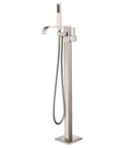 HOMARY Floor Mounted Single Handle Freestanding Bathtub Faucet With Handheld Shower, Br