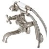 Kingston Brass KS229SN Tub Wall Mount Clawfoot Tub Faucet With Hand Shower, Brushed Nickel