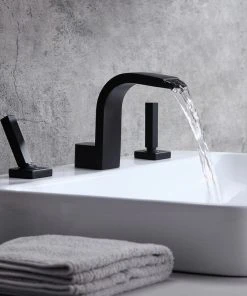 HOMARY Widespread Waterfall Bathroom Sink Faucet,Deck Mount Bathroom Mixer Faucet, Blac -Moen-shop ec31aee80ef075ff 7992 w800 h800 b0 p0