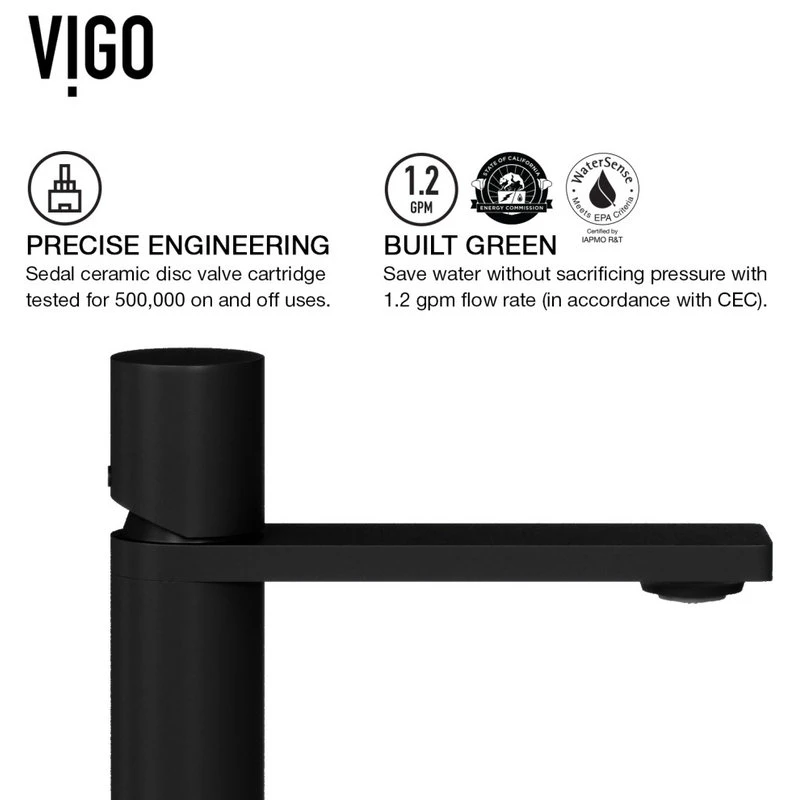 VIGO Halsey Single Hole Bathroom Faucet, Matte Black 10 VIGO Halsey Single Hole Bathroom Faucet, Matte Black - Image 10