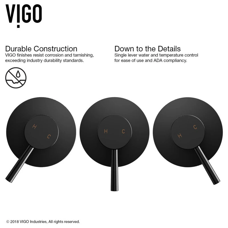 VIGO Olus Single Handle Wall Mount Bathroom Faucet, Matte Black 6 VIGO Olus Single Handle Wall Mount Bathroom Faucet, Matte Black - Image 6