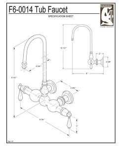 Water Creation Vintage 3-3/8" Center Wall Mount Tub Faucet & Straigght Connector, Lever Handles 5 Water Creation Vintage 3-3/8" Center Wall Mount Tub Faucet & Straigght Connector, Lever Handles -Moen-shop edc13dde07324546 0066 w800 h800 b1 p0