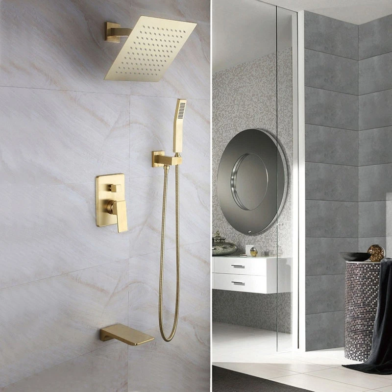 HOMARY Wall Mount 10" Rainshower Hand Shower And Tub Spout Shower System, Brushed Gold 2 HOMARY Wall Mount 10" Rainshower Hand Shower And Tub Spout Shower System, Brushed Gold - Image 2