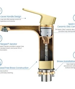 Kibi USA Blaze Single Handle Bathroom Sink Faucet, Brushed Gold -Moen-shop ee31245f01c6192f 6839 w800 h800 b1 p0