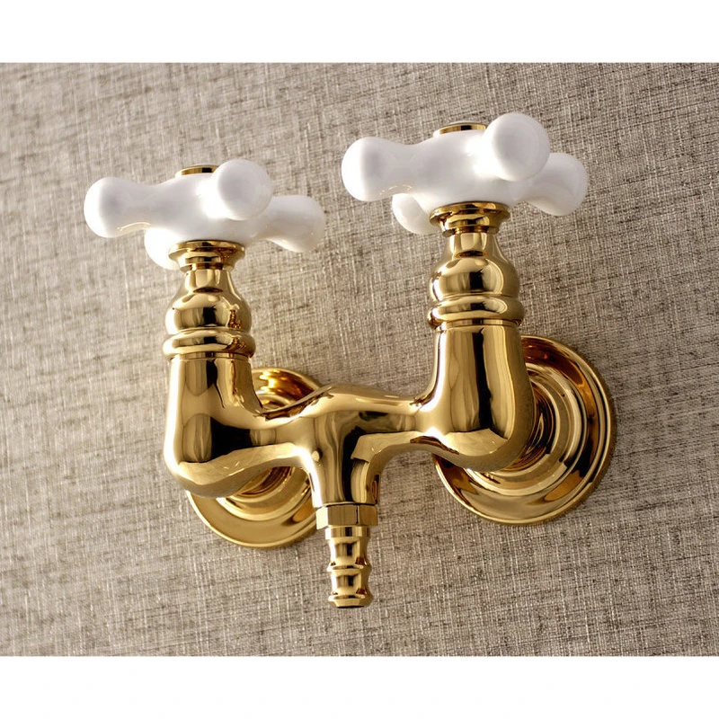 Kingston Brass Aqua Vintage 3-3/8" Wall Mount Tub Faucet, Polished Brass 3 Kingston Brass Aqua Vintage 3-3/8" Wall Mount Tub Faucet, Polished Brass - Image 3