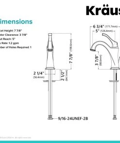 Kraus USA, Inc. Arlo Single Handle 1-Hole Bathroom Basin Faucet, Lift Rod Drain, Matte Black -Moen-shop efa14fa100e5e71d 3160 w800 h800 b0 p0