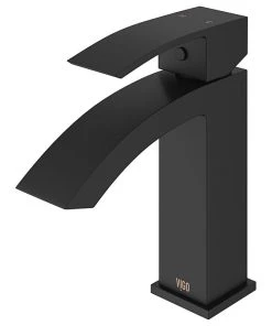 VIGO Satro Single Lever Single Hole Bathroom Sink Faucet, Matte Black